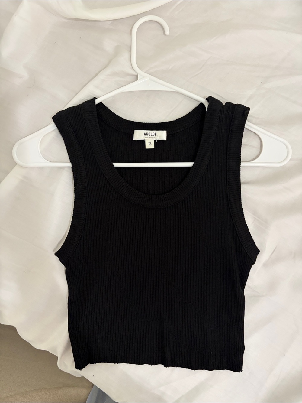 Agolde Black Ribbed Tank Crop